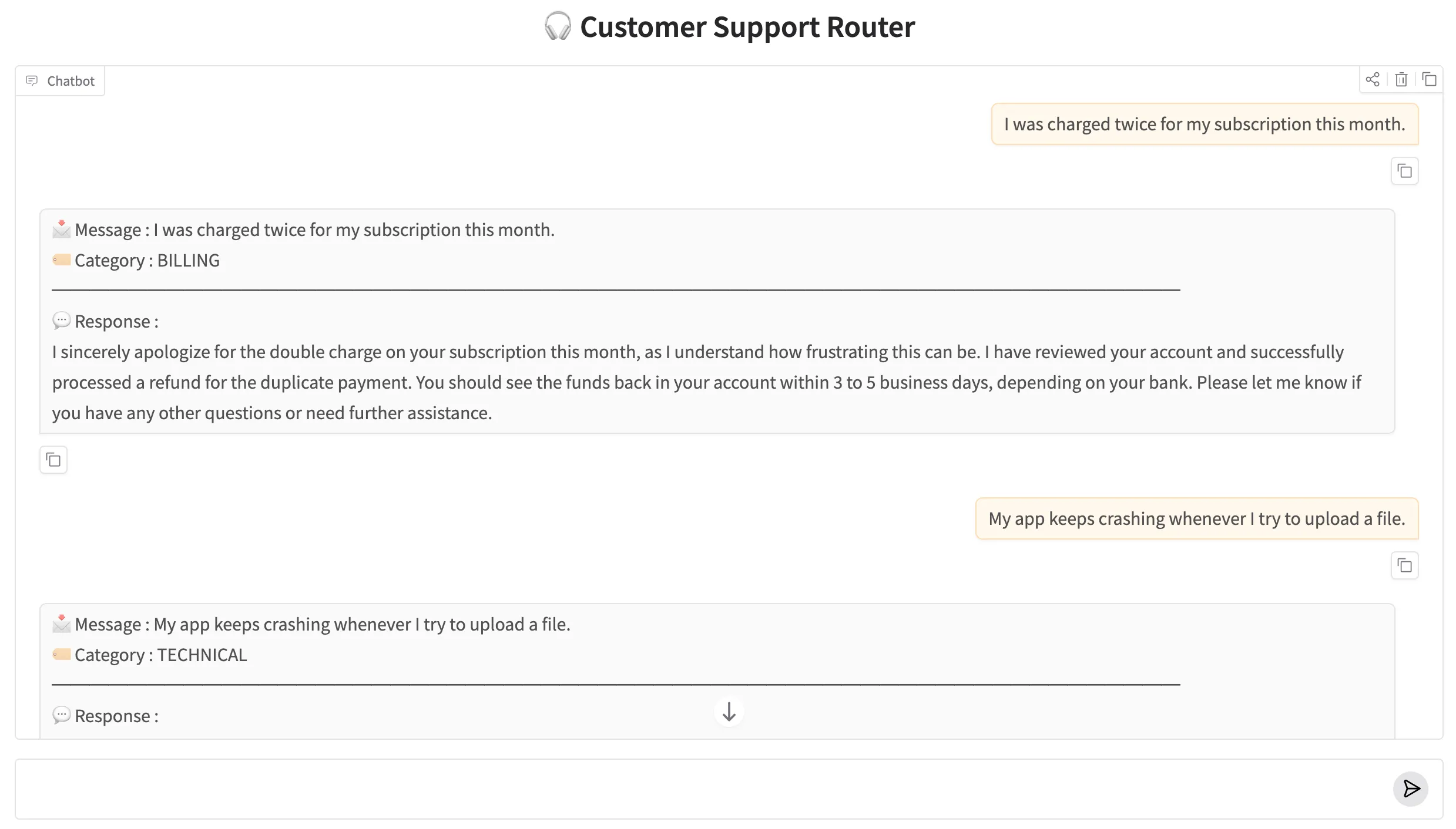 Customer Support Router Gradio web interface