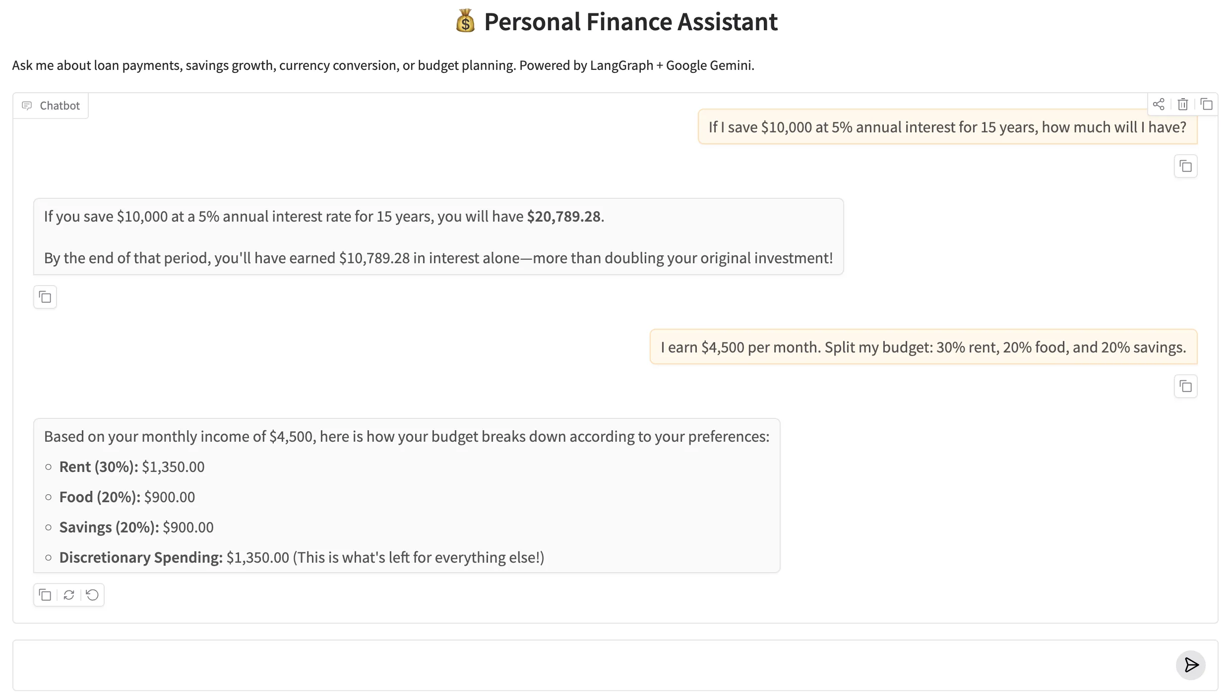 Personal Finance Assistant Gradio web UI