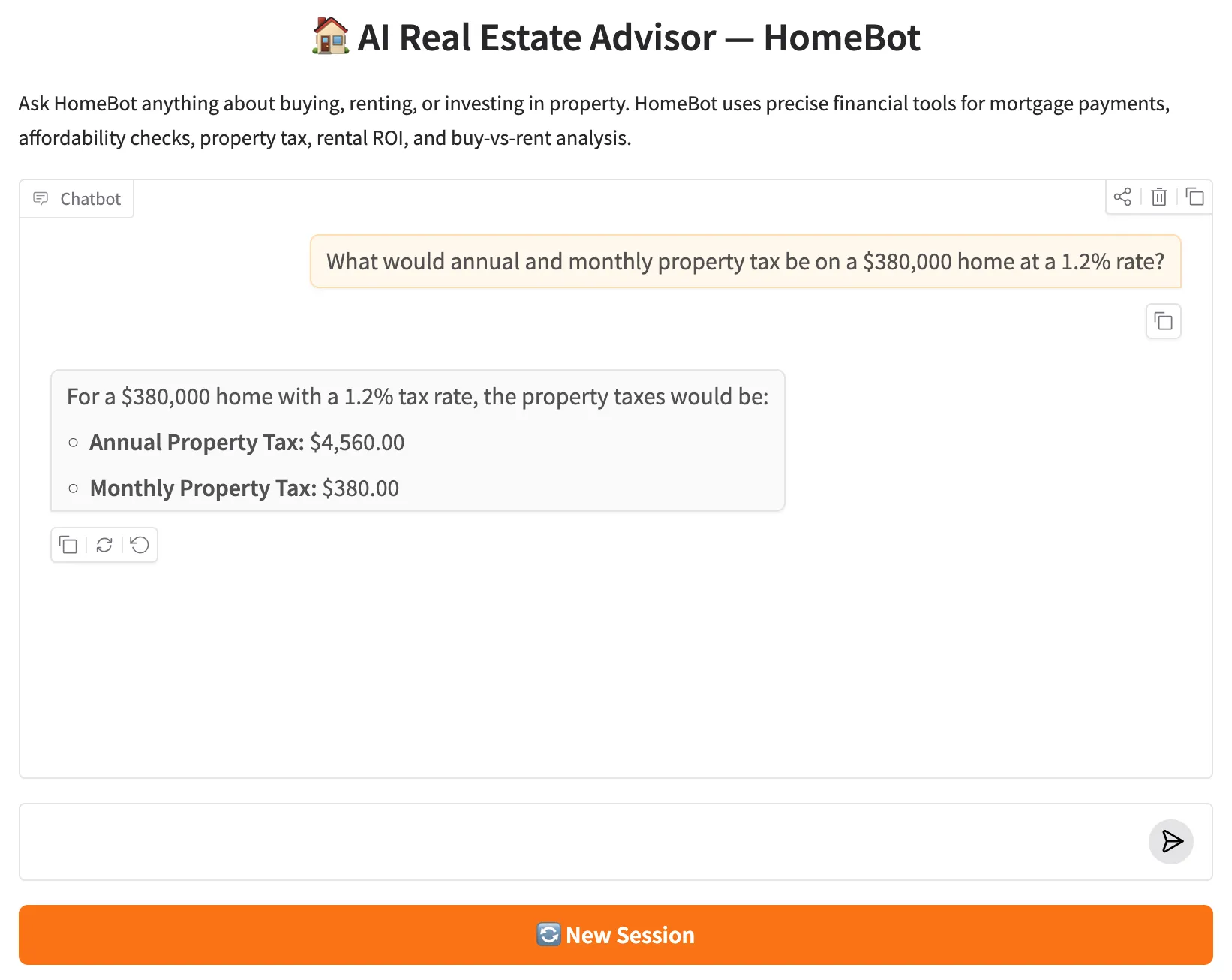 HomeBot Gradio web UI