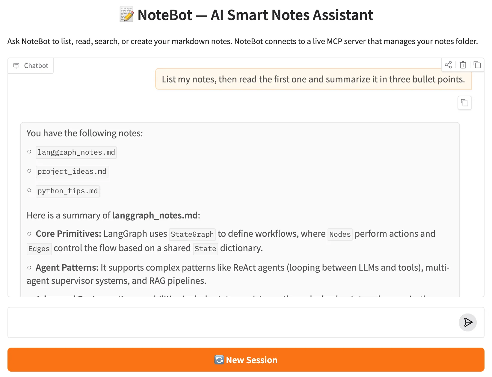 NoteBot Gradio web UI
