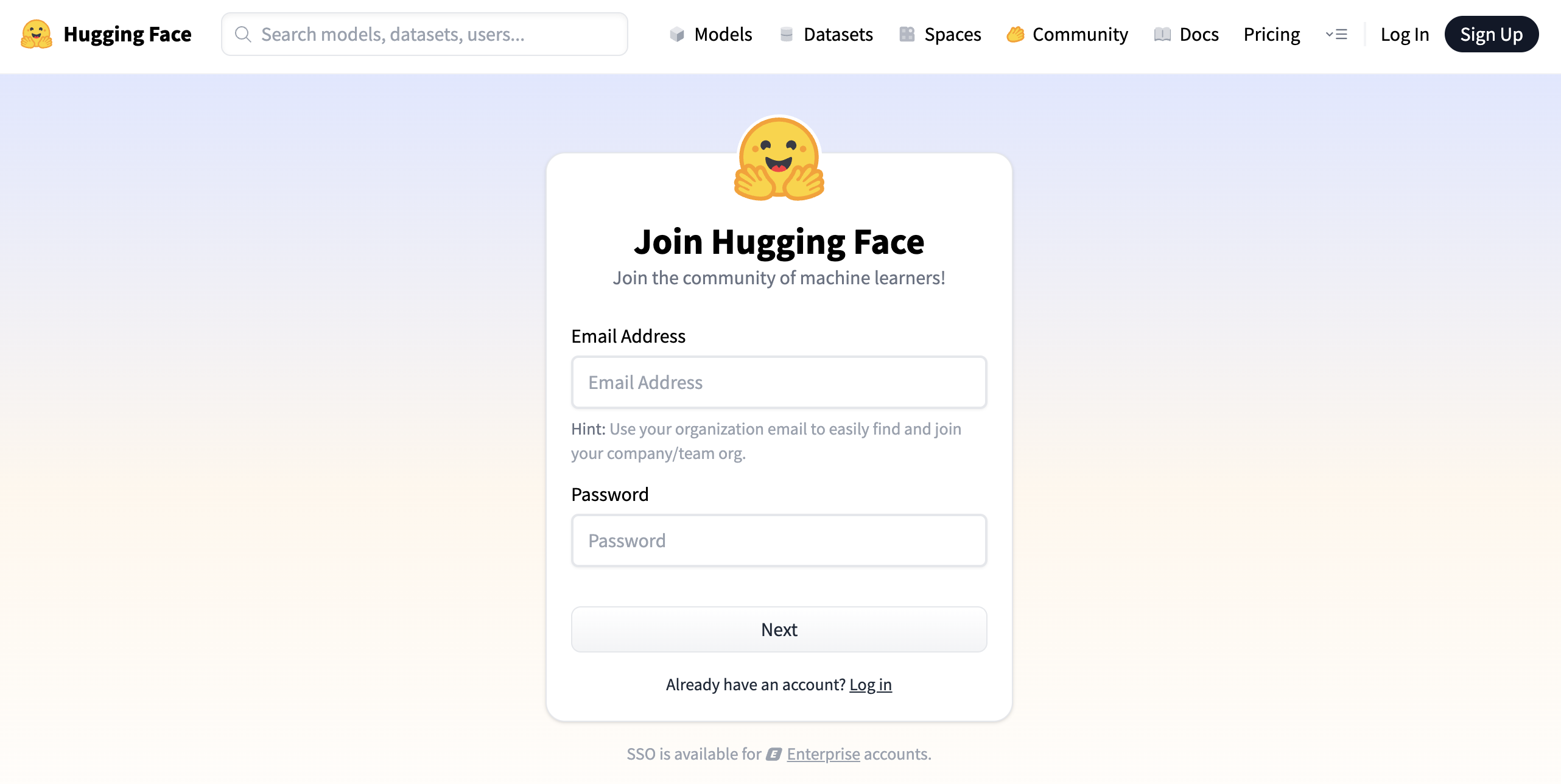 Hugging Face Sign Up