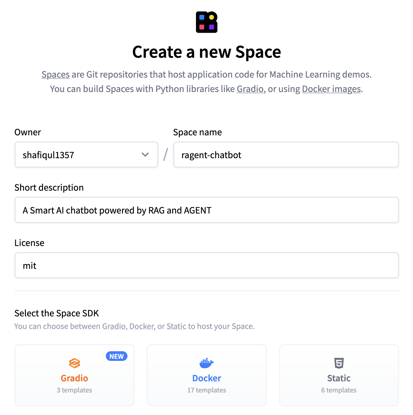 Create New Hugging Face Space