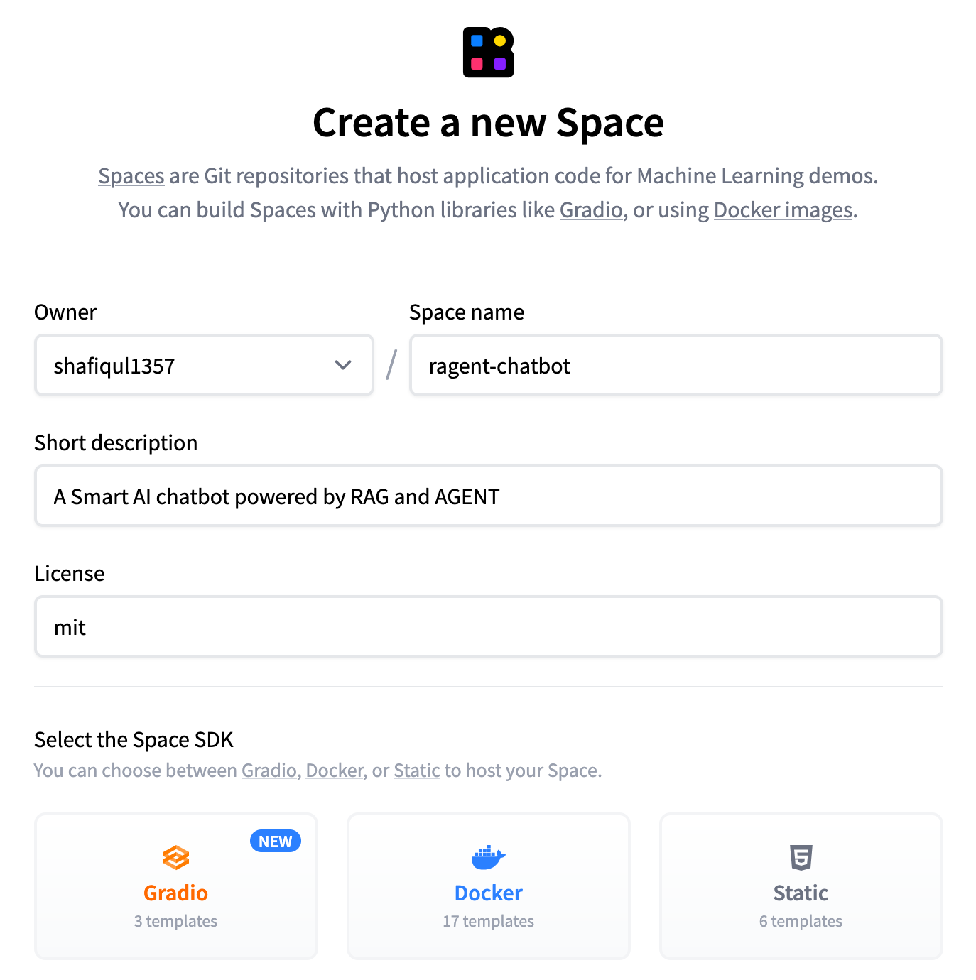 Create New Hugging Face Space